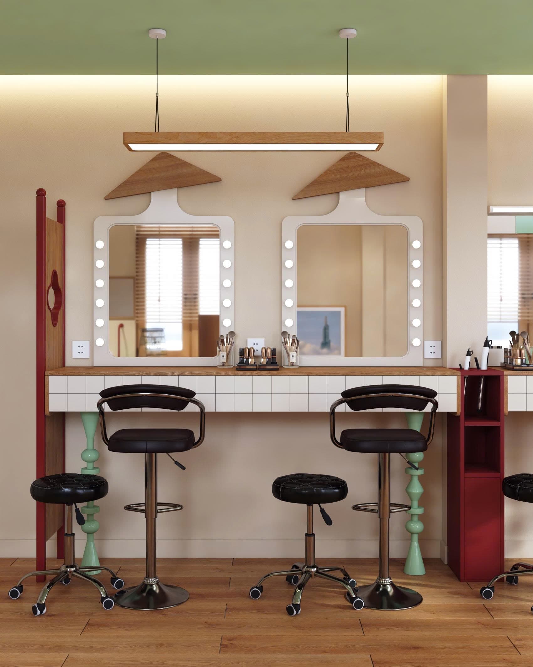 Hair and makeup stations at ÁO DÀI MUSE